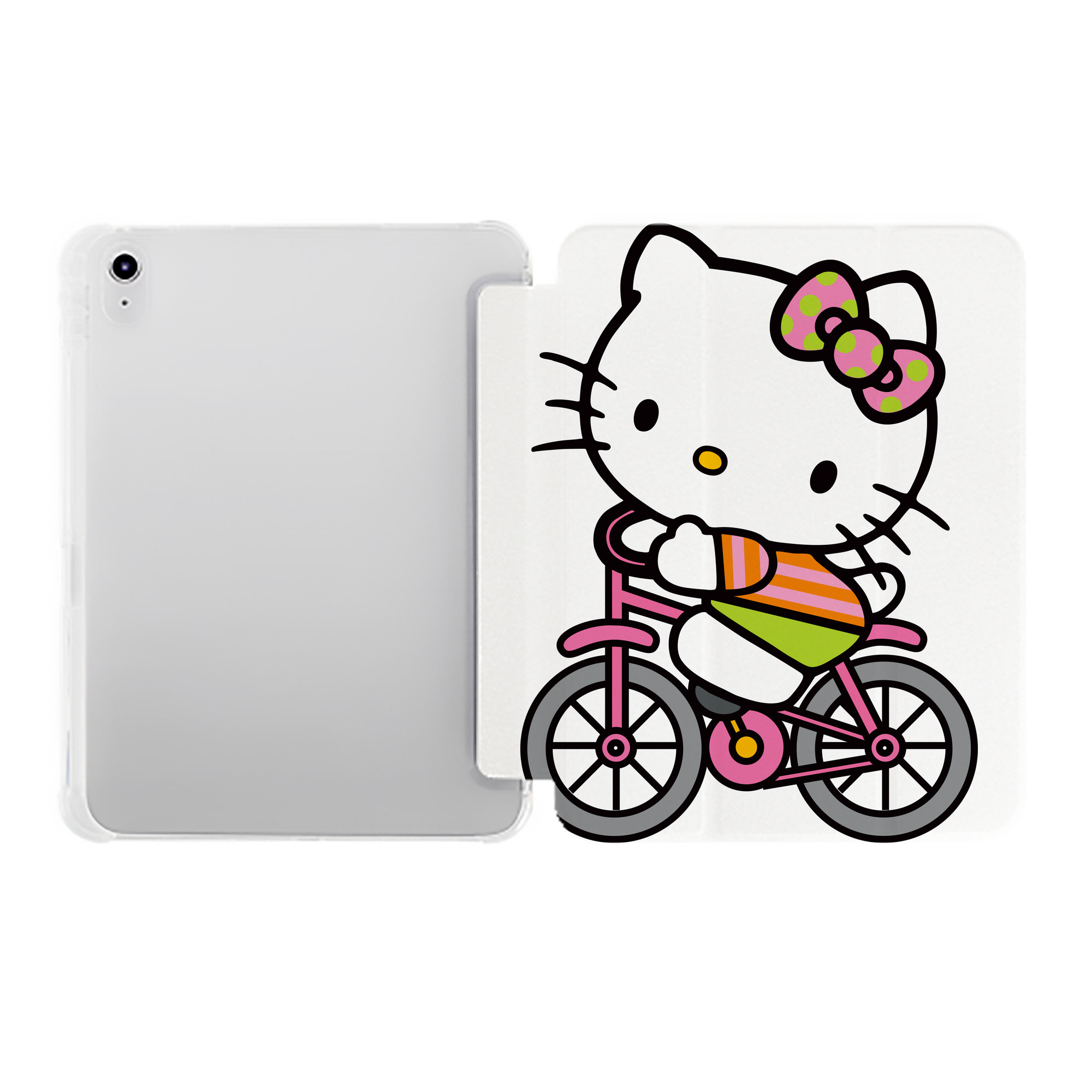 （画像用） Hello Kitty ハローキティ IPad ケース ペン収納付き 三つ折りスタンド PUレザー×シリコン 対応機種9.5/10.5/10.9インチ